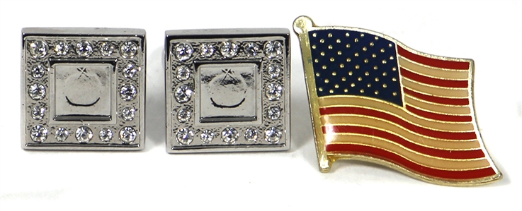 President Donald Trump Owned & Worn Original Cufflinks with American Flag Pin