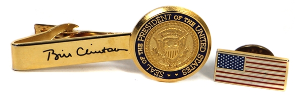 President Bill Clinton Owned & Worn Original Seal of the President of the United States Clip with American Flag Cuff