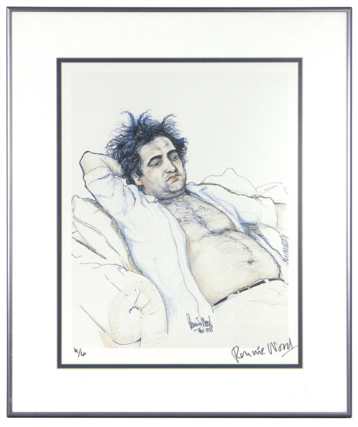 Ronnie Wood Ultra Rare Signed “John Belushi” Lithograph (4/50) Circa 1985-1988 (Gary Switlo Collection)