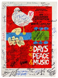 Woodstock Signed Poster - 70+ Signature Including Pete Townshend, Roger Daltrey, Graham Nash & Many More!