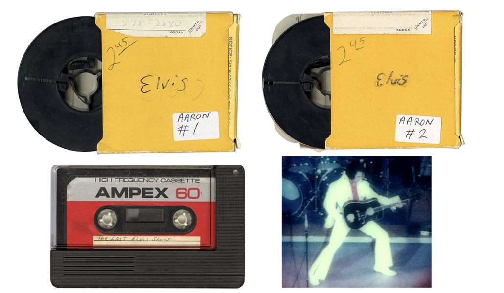 Elvis Presley 1970s Unreleased Concert Las Vegas Hilton 8 MM Master Video Reels (2) With Elvis Presley “The Last Elvis Show" Hilton Las Vegas 60 Minute Audio Tape