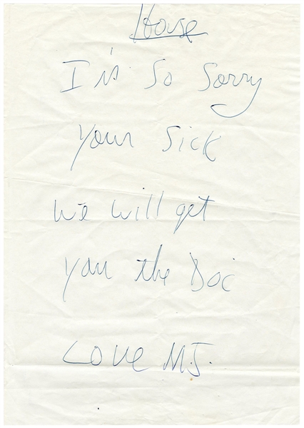 Michael Jackson Signed & Handwritten Note to Assistant (JSA & REAL)