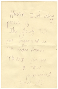 Michael Jackson Signed Note Regarding Cataloging Video Library (JSA & REAL)