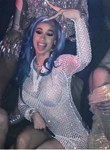 Cardi B Christian Cowan Event Worn White Crystal Dress (Photo-Matched)
