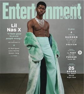 Lil Nas X 2021 Todd Fisher NY Mint Green Faux Fur Coat Worn For Entertainment Weekly Magazine Cover