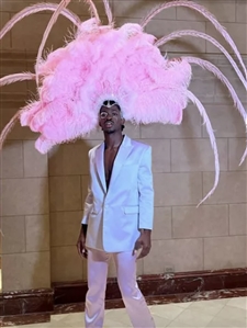 Lil Nas X 2023 New York Fashion Week Christian Cowan Event Worn Baby Pink Satin Suit Jacket