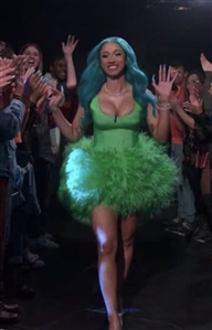 Tinashe 9/11/2021 Christian Cowan Performance Worn Green Feather Dress - Also Worn by Cardi B (Photo-Matched)