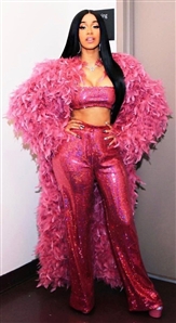 Cardi B Stage Worn Sequined Outfit Including Pants & Bandeau - Worn During 2017 Jimmy Kimmel Live For “Bodak Yellow Performance