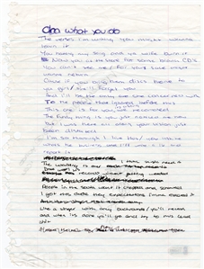 Drake Original Handwritten Working Lyrics for “Do What You Do" - Featured on “Room for Improvement" Mixtape (Beckett)