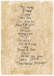 Nirvana Kurt Cobain Handwritten 7/4/1992 Concert Setlist (REAL)