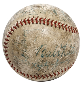 Babe Ruth & Lou Gehrig Signed Baseball - Mid 1930's Baseball Stars With 19 Signatures (PSA/DNA)
