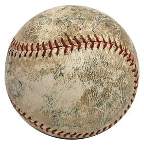 Babe Ruth & Lou Gehrig Signed Baseball - Mid 1930's Baseball Stars With 19 Signatures (PSA/DNA)