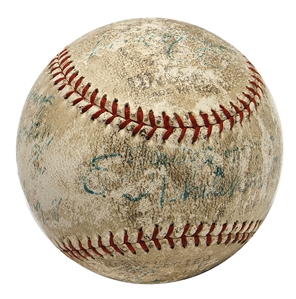Babe Ruth & Lou Gehrig Signed Baseball - Mid 1930's Baseball Stars With 19 Signatures (PSA/DNA)
