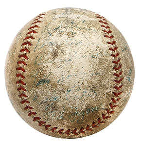 Babe Ruth & Lou Gehrig Signed Baseball - Mid 1930's Baseball Stars With 19 Signatures (PSA/DNA)