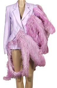 Cardi B Christian Cowan 2018 Etams Paris Fashion Week Show Worn Purple Feather Jacket