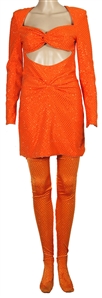 Saweetie Christian Cowans Spring/Summer 2022 Show Worn Neon Orange Dress