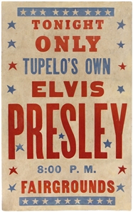 Elvis Presley Incredibly Rare Original 1957 Tupelo, MS Homecoming Concert Poster