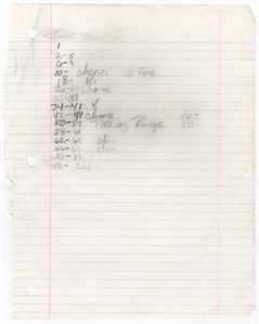 Prince Handwritten Song Chorus/Lyrics Directions Directly From Personal Notebook (REAL)