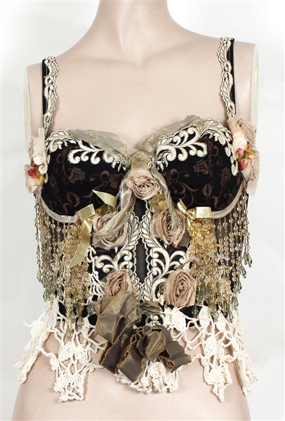 Britney Spears Photo Shoot Worn Custom Embroidered and Elaborately Embellished Black Corset