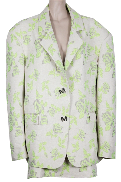 Lizzo Backstage Worn Miscreants Green Floral Suit Jacket and Skirt