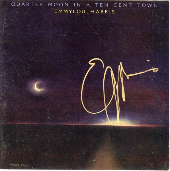 Emmylou Harris Signed “Quarter Moon in a Ten Cent Town” CD Cover