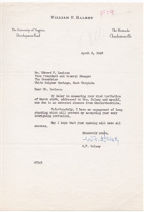 Admiral William Halsey Signed Letter