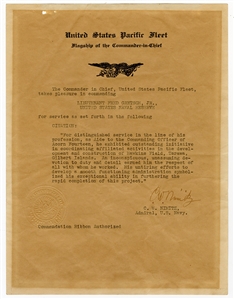 Chester W. Nimitz Signed Distinguished Service Citation