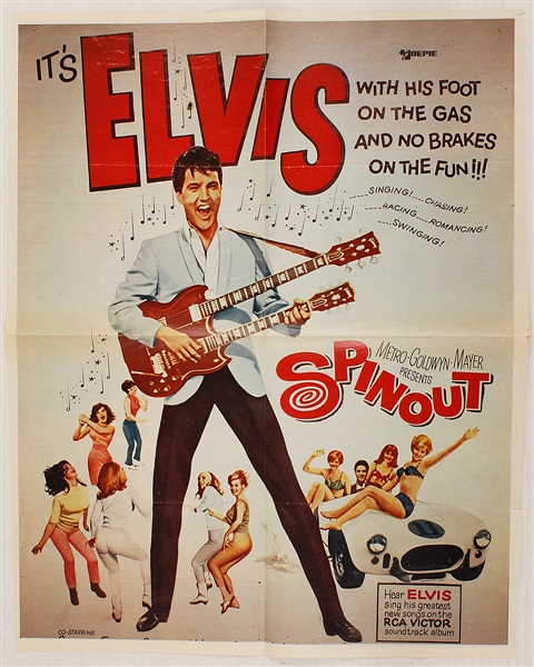 Elvis Presley Original Belgian "Spinout" Reprint Fold-Out Poster