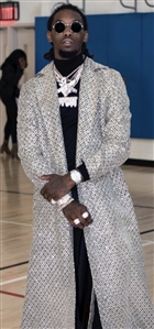 Offset 2017 New York Fashion Week Worn LaQuan Smith Long Silver Coat