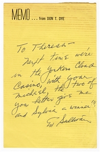 Ed Sullivan Handwritten & Signed Note