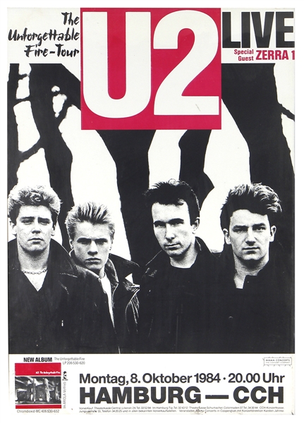 U2 Original 1984 Hamburg Germany Concert Poster