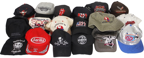 Lot of 18 Concert Hats 2 Autographed - Featuring Rolling Stones & KISS