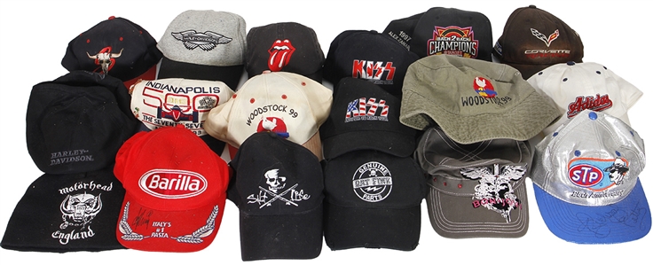 Lot of 18 Concert Hats 2 Autographed - Featuring Rolling Stones & KISS