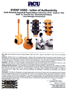 Keith Richards Owned & Played Gibson L6S Circa 1975 - Used In “Hot Stuff & “Fool To Cry Promotional Videos (RGU)