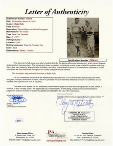 Babe Ruth Incredible Signed Vintage Glossy Photograph In Yankee Uniform - Dated 11/21/1924 (PSA & JSA)