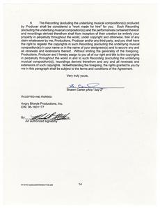 Eminem & Jay-Z Signed Contract For “Renegade" On Iconic 2001 Album “The Blueprint" (JSA)
