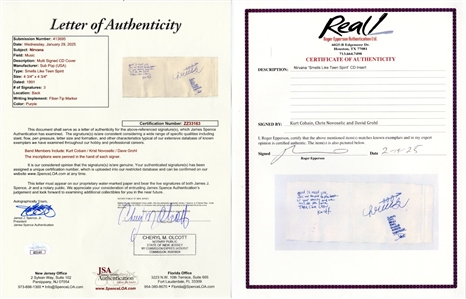 Nirvana Band Signed “Smells Like Teen Spirit CD Insert (JSA & REAL)