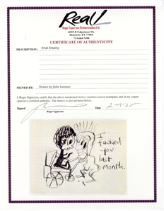 The Beatles John Lennon Incredible Hand Drawn Self-Portrait With “I F**ked You Last Month Inscription (Astrid Kirchherr Collection & Caiazzo)