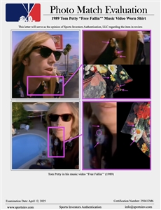 Tom Petty “Free Fallin Music Video Worn Shirt With Music Sheet (SIA Photo-Matched & RGU)