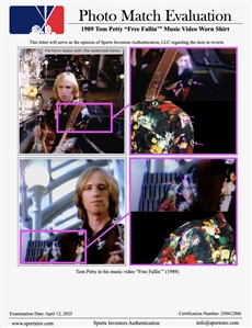 Tom Petty “Free Fallin Music Video Worn Shirt With Music Sheet (SIA Photo-Matched & RGU)