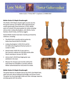 David Crosby “Distances & “Compass Recording Used 1973 Maple Dreadnought Moller #1 Acoustic Guitar - Also Played by Johnny Cash