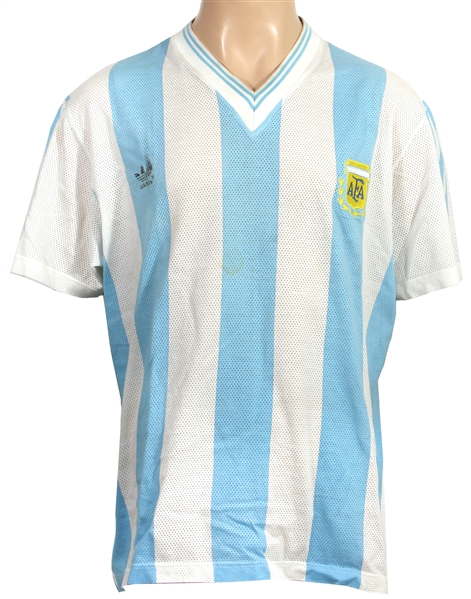 Diego Maradona 1990 World Cup Press Conference Worn Jersey - Attributed to Game Use (RGU & Maradona Museum Provenance)