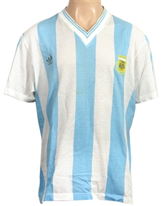 Diego Maradona 1990 World Cup Press Conference Worn Jersey - Attributed to Game Use (RGU & Maradona Museum Provenance)