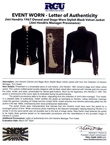 Jimi Hendrix 1967 (Photo-Matched) Owned & Worn Black Velvet Jacket (Tom Hulett LOA & RGU)