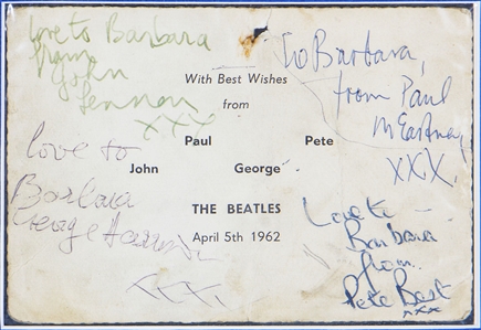 The Beatles Signed 1962 Cavern Club Concert Promo Card with Pete Best (Caiazzo & REAL)