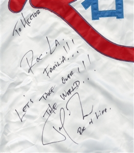 Jay-Z Owned, Worn and Signed Roc-A-Fella Promotional Jacket with Incredible Inscription (JSA)