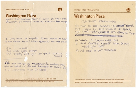 KISS Gene Simmons Original Handwritten “God of Thunder" & "Gather Darkness" Lyrics (REAL)