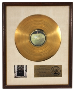 The Beatles “Hey Jude" RIAA White Matte Gold Album Award Presented to Apple Records