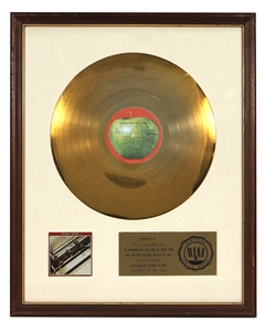 The Beatles “The Beatles 1962-1966" RIAA White Matte Gold Album Award Presented to Capitol Records INC