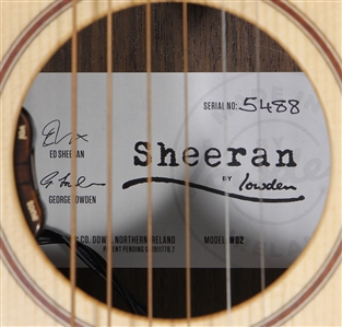 Ed Sheeran Owned, Played and Signed Signature Acoustic Guitar with “Play This Guitar Inscription - Used for “Afterglow Recording